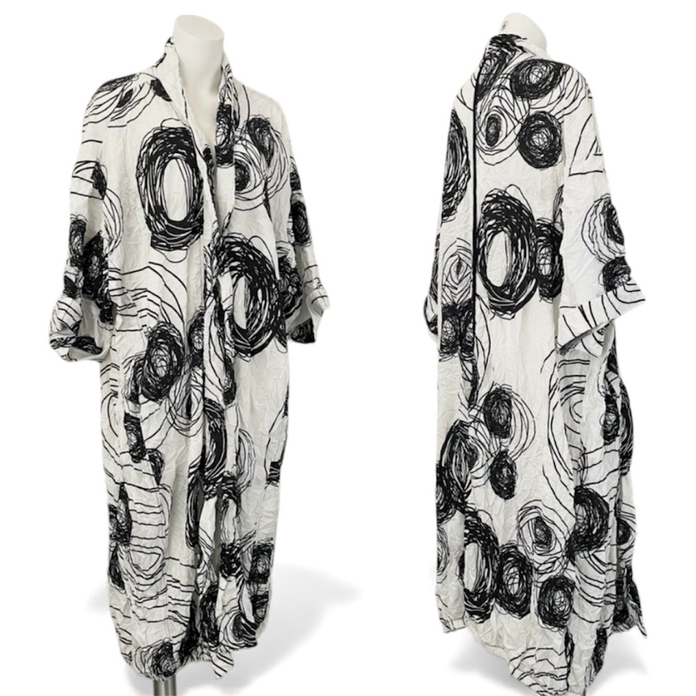 Gershon Bram Oversized Bubble Duster Abstract Circles Crinkle Texture Lagenlook